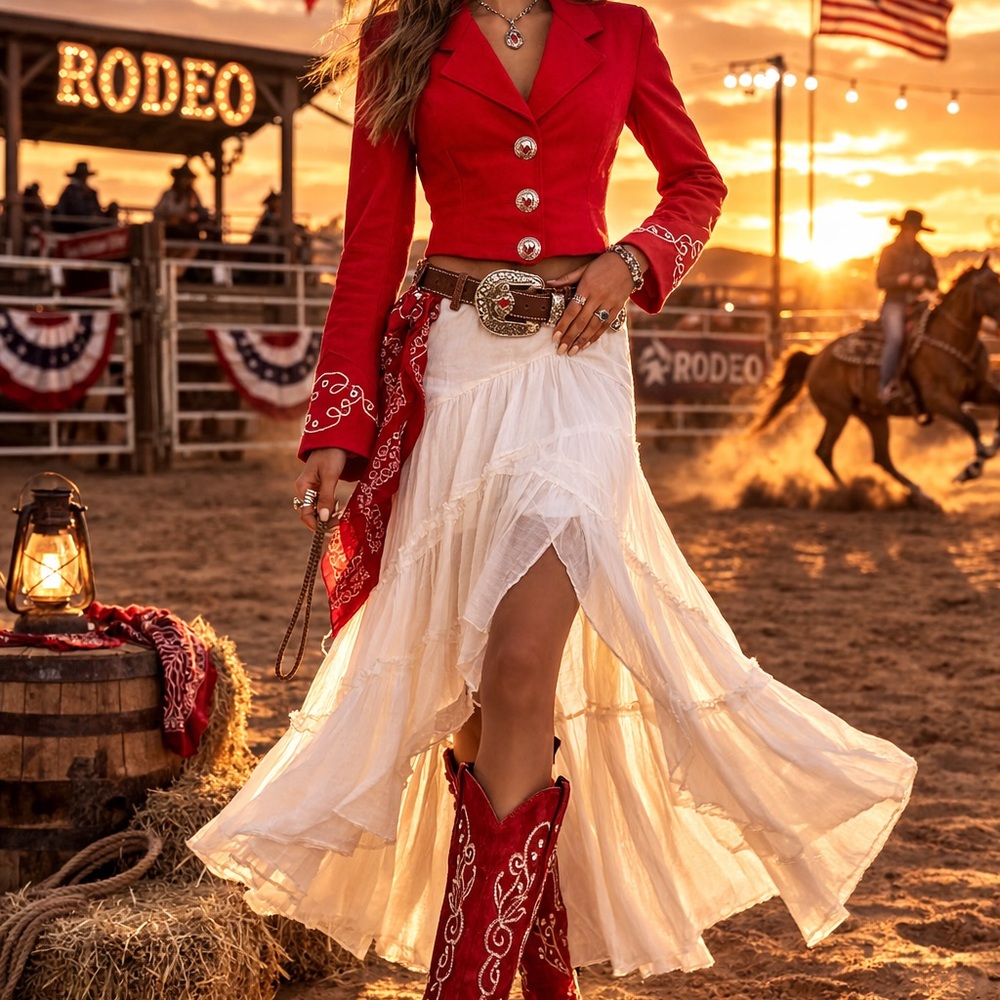 New Frontier Red Western Cowgirl Blazer Jacket Embroidered Concho Buttons Rodeo